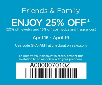 Saks Fifth Avenue Friends & Family Discount