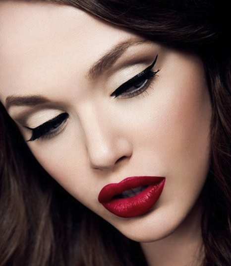 Fall Winter 2011 cat eye and red lip makeup trend