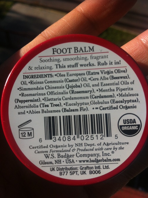 Badger Peppermint and Tea Tree Foot Balm ingredients