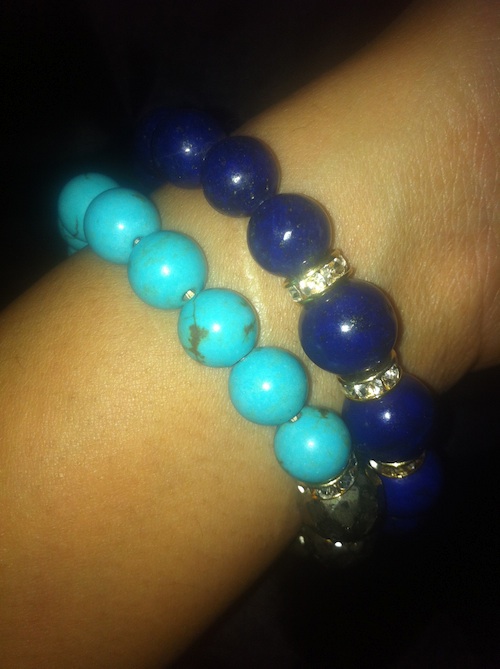 Very Me Lapis & Gold Spacer Bead Stretch Bracelet and Very Me Turquoise, Pyrite, & Crystal Stretch Bracelet 