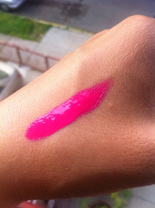 Obsessive Compulsive Cosmetics Lip Tar swatch in Pretty Boy a pigmented fuchsia